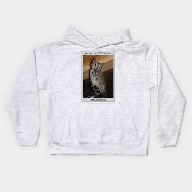 Western Screech Owl Kids Hoodie by mlwildlifecare